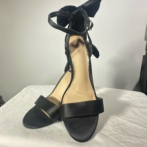 Kelly & Katie Black Heels with Pearl Accents